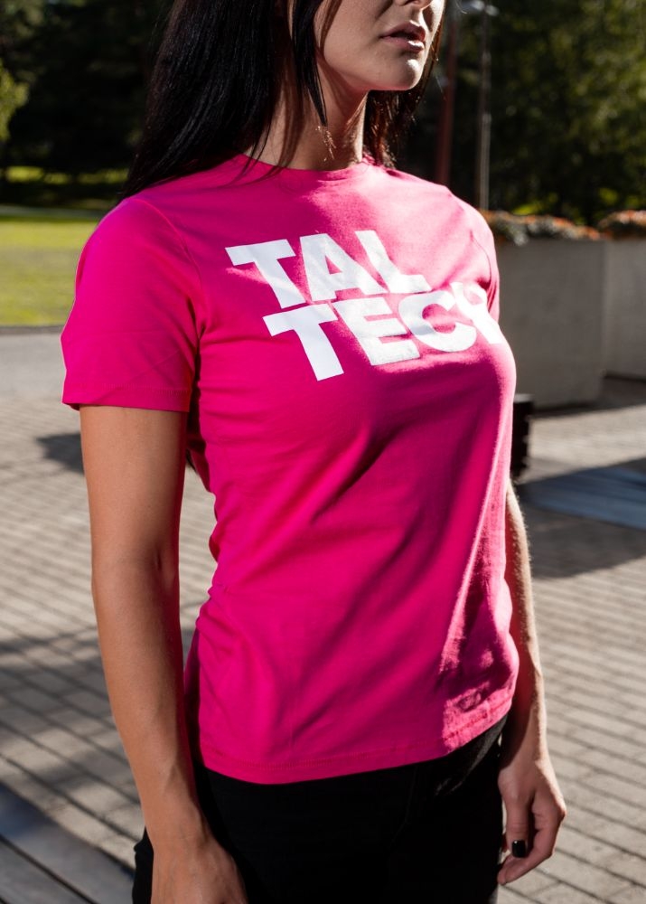 Pink T-shirt with white logo for women