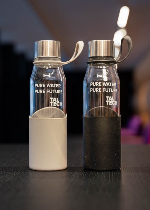 Glass water bottle "Pure water pure future"
