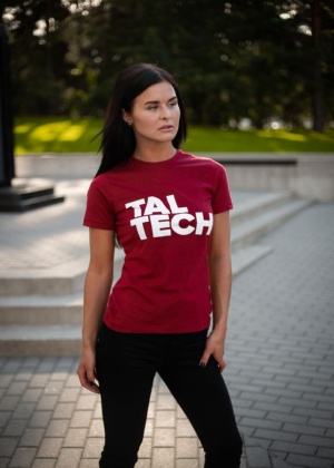 Burgundy T-shirt with white logo for women