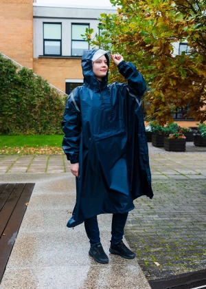 Estonian Maritime Academy rain poncho with reflective print
