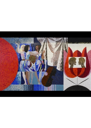 Postkaart. Fragment Enn Põldroosi mosaiikpannoost "Noorus", 1969 (83 x 150 mm)