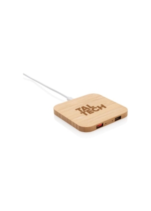 Bamboo 5W wireless charger with USB ports 